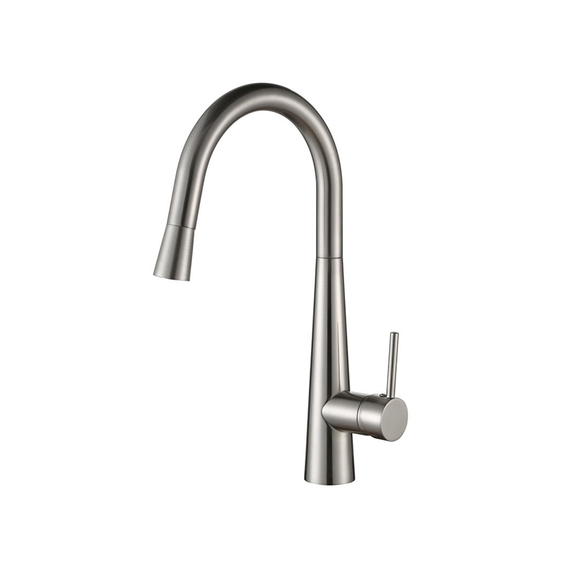 Designer Gooseneck Pull Out Kitchen Mixer Brushed NIckel