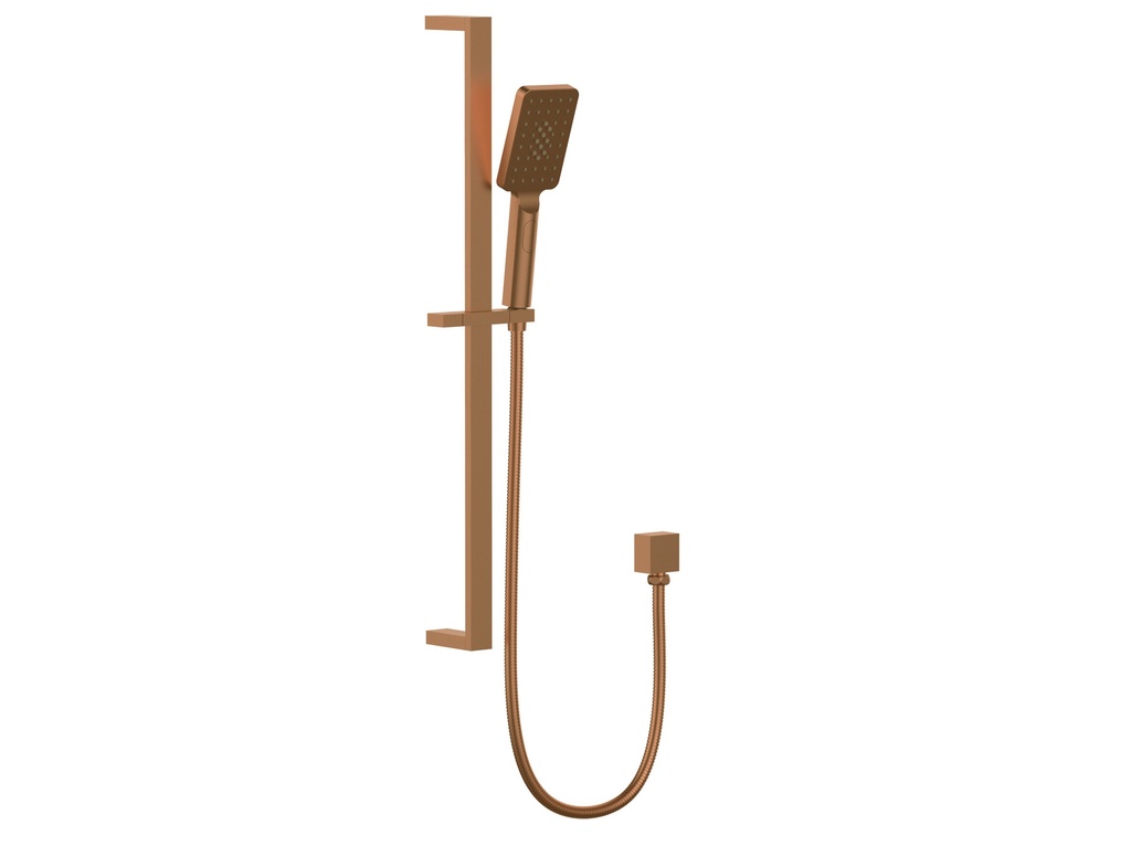 Eckig Brass Brushed Bronze Square Sliding Rail Shower 3 Spray Function Hand Shower Head