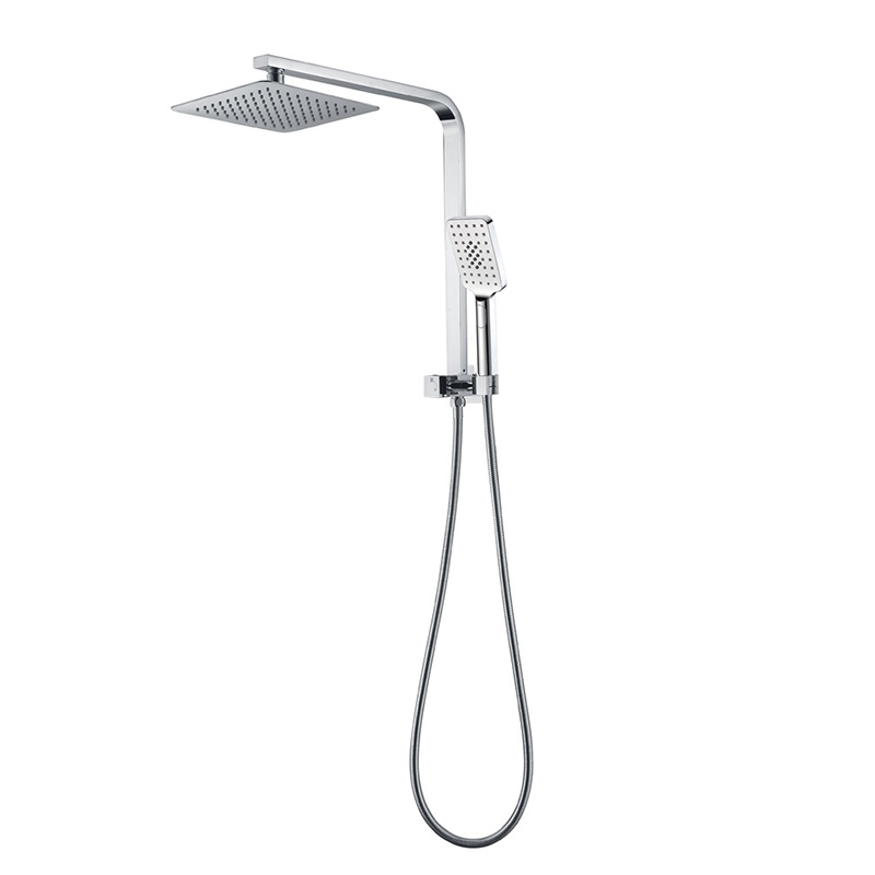 [55064] Eckig Chrome 3 Spray Function Hand Shower With Overhead Rain Shower Half Rail