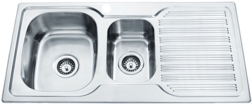 [43028] Eden 1 & 1/4 Bowl & Single Drainer 980 x 480 x 170mm(304 Stainless Steel)