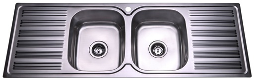 Eden Double Bowl & Double Drainer 1380 x 480 x 180mm(304 Stainless Steel)