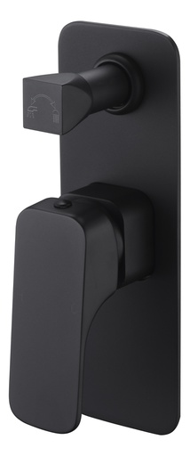 Eden Round Cornered Rectangle Handle Wall Mixer With  Diverter Matt Black