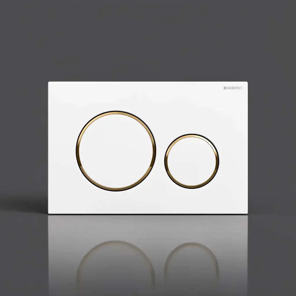 Geberit Sigma20 White Plate With Gold Trim