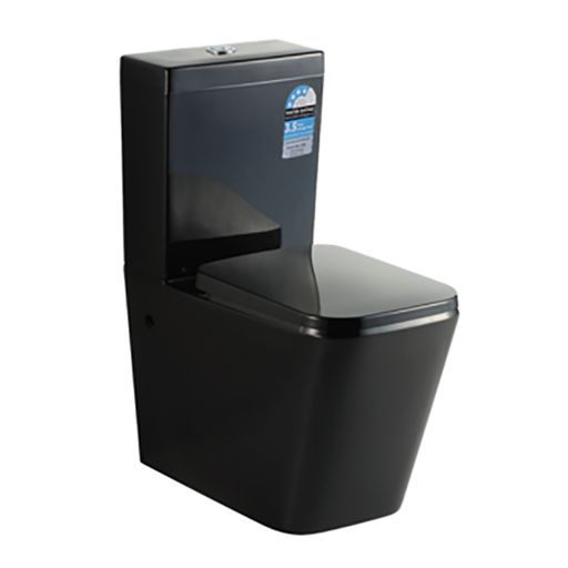 Glossy Black Back to Wall Toilet Suite Back/Left and Right Bottom Inlet Cistern; Box Rim Pan ; 4.5/3 Liters Dual Flush Size: 665*380*840mm Trap-60: 60-150mm (Supplied); UF Standard Seat (Supplied)