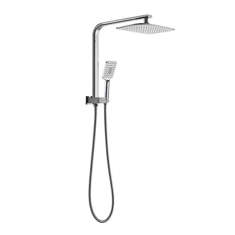 [55074] Kasten Brushed Nickel 3 Spray Hand Shower With Overhead Rain Shower Half Rail