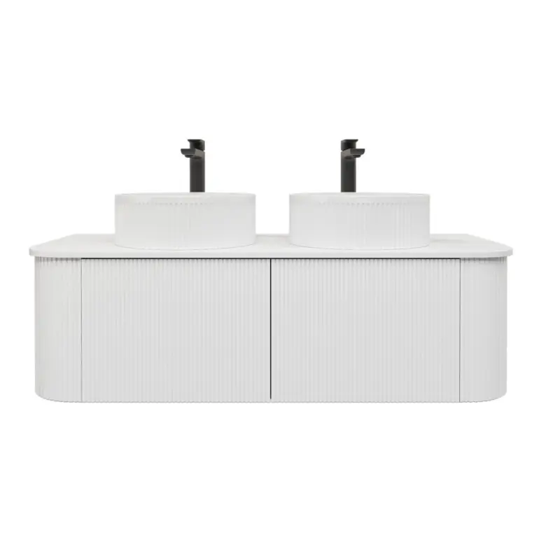 Kiama 1200mm Matte White Two Drawers Curved Wall Hung Vanity