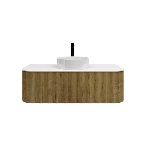 Kiama 1200mm Prime Oak Two Drawers Curved Wall Hung Vanity