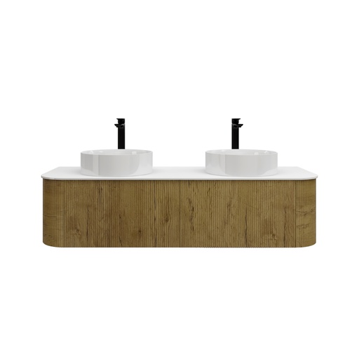 Kiama 1488Lx493Dx347Hmm Prime Oak 2/DW Curved Wall Hung Vanity