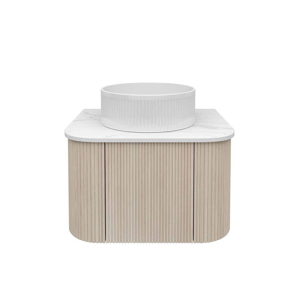 Kiama 600mm Coastal Oak One Door Curved Wall Hung Vanity