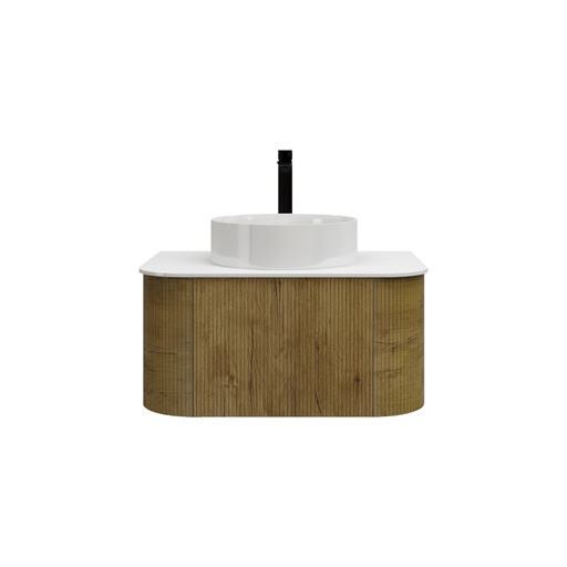 Kiama 750mm Prime Oak One Drawer Curved Wall Hung Vanity