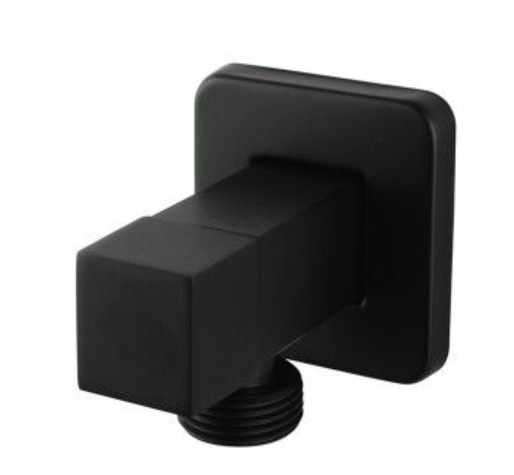 Laundry Square Black 1/4 Turn Washing Machine Stop Tap Pair