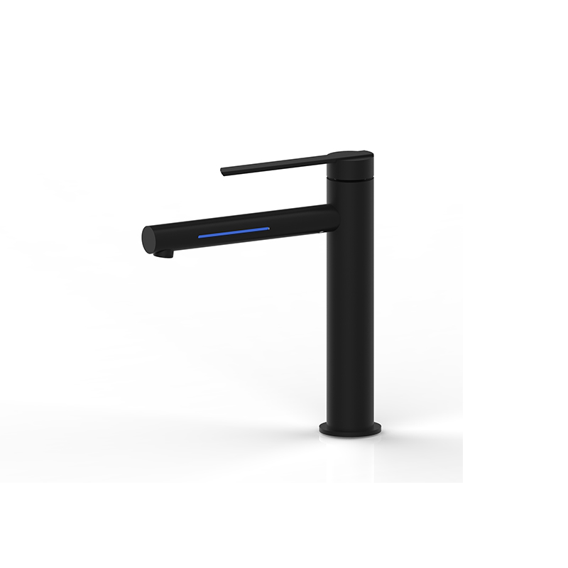 [55349] Licht Matt Black Tower Basin Mixer With LED