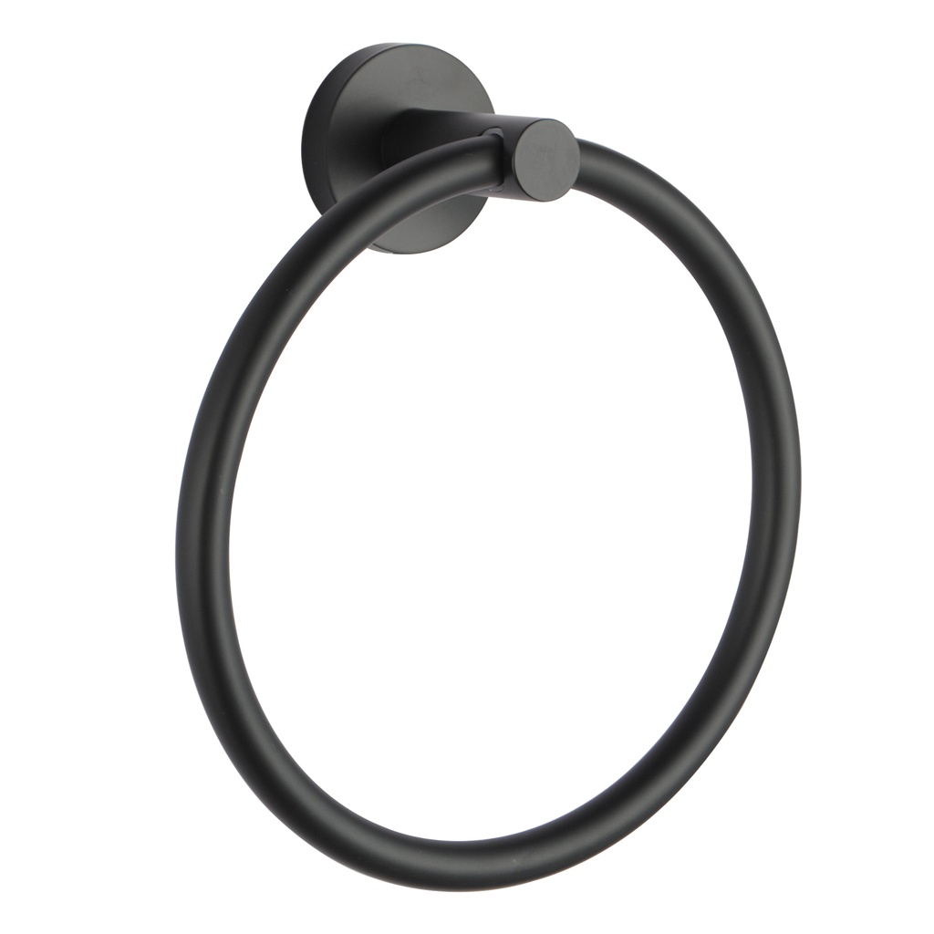 Lucid Pin Round Black Hand Towel Ring