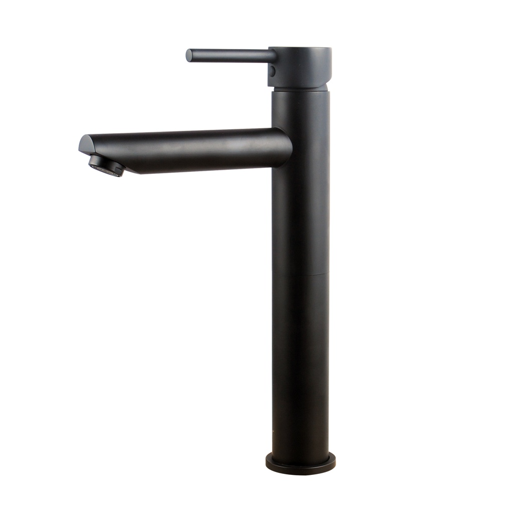 [40167] Lucid Pin Round Black Tall Basin Mixer