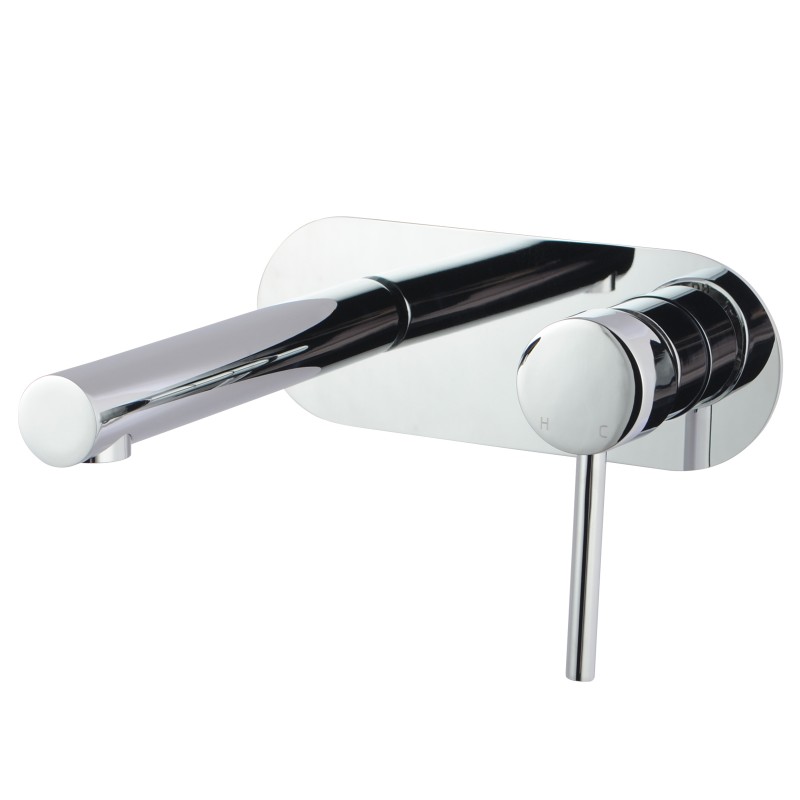 Lucid Pin Round Chrome Bathtub/Basin Wall Mixer With Spout