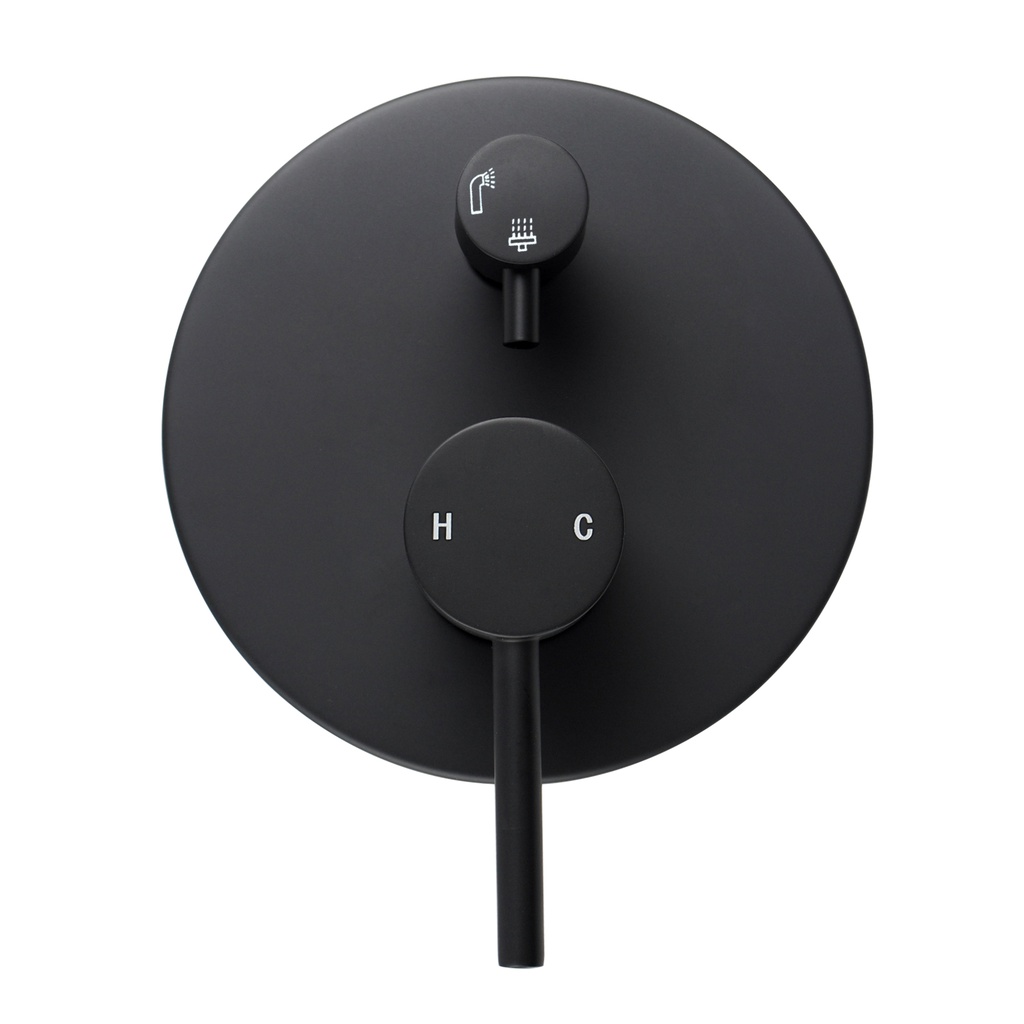Lucid Pin Round Matte Black Shower/Bath Mixer Diverter