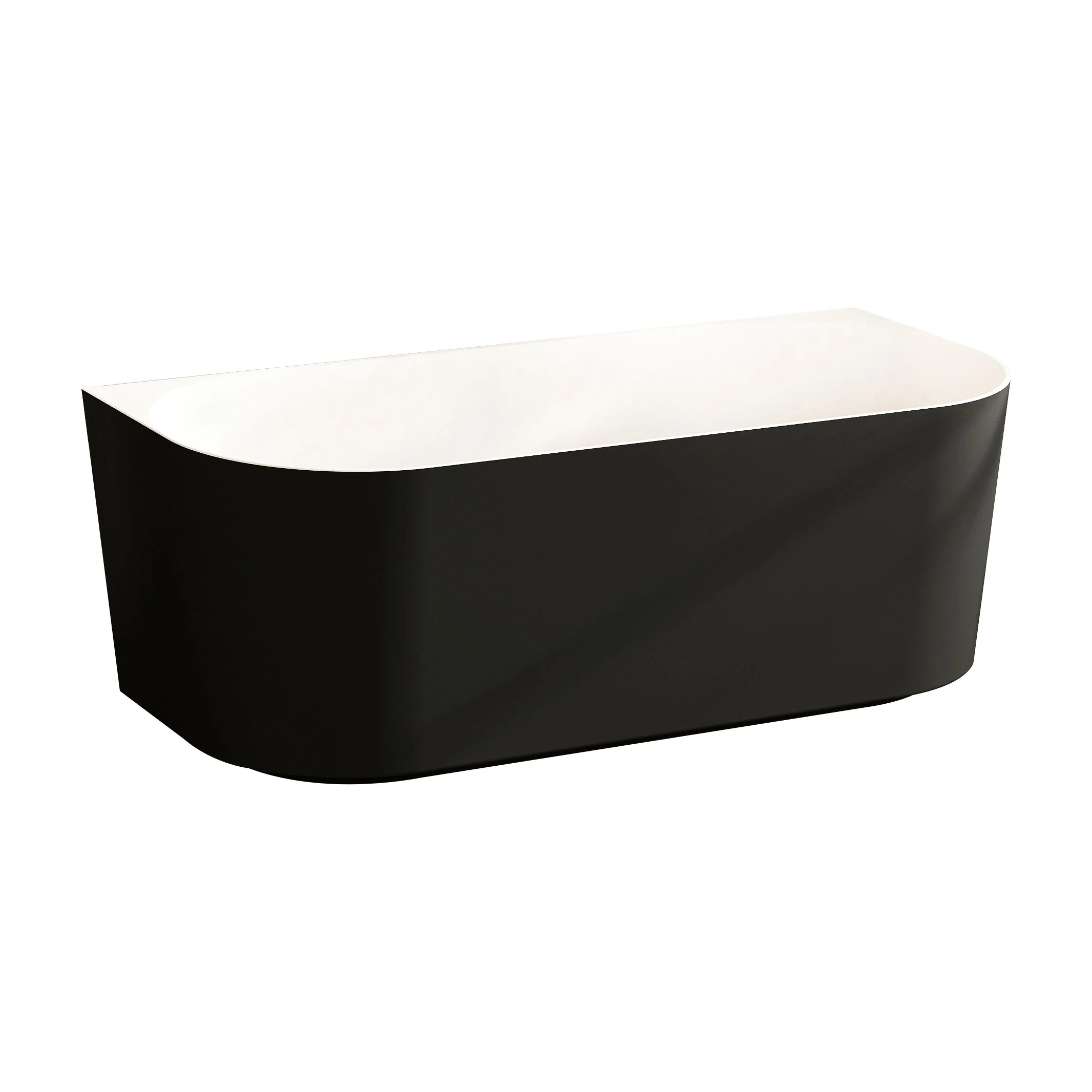 Musen Gloss Black & White Back-To-Wall Round Bathtub (1500*750*580mm) Thin Edge Wthout Overflow