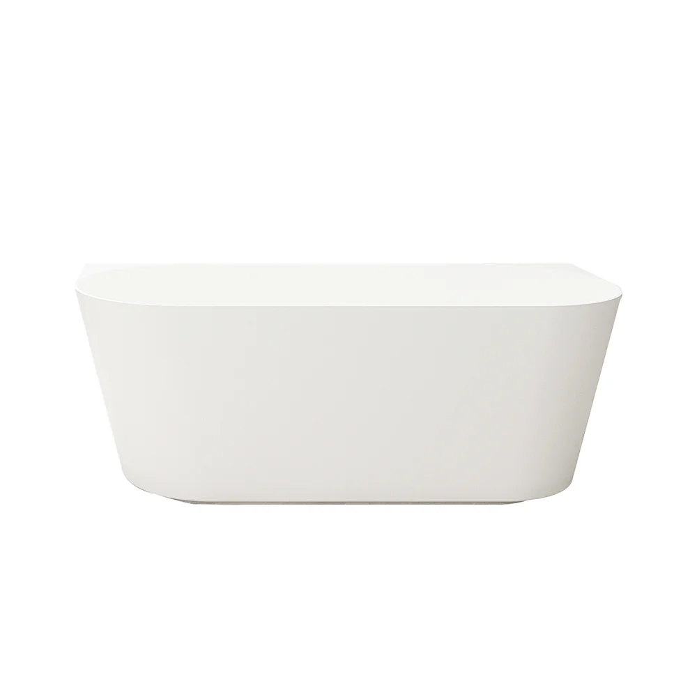Musen Matt White Back-To-Wall Round Bathtub (1500*750*580mm) Thin Edge Wthout Overflow