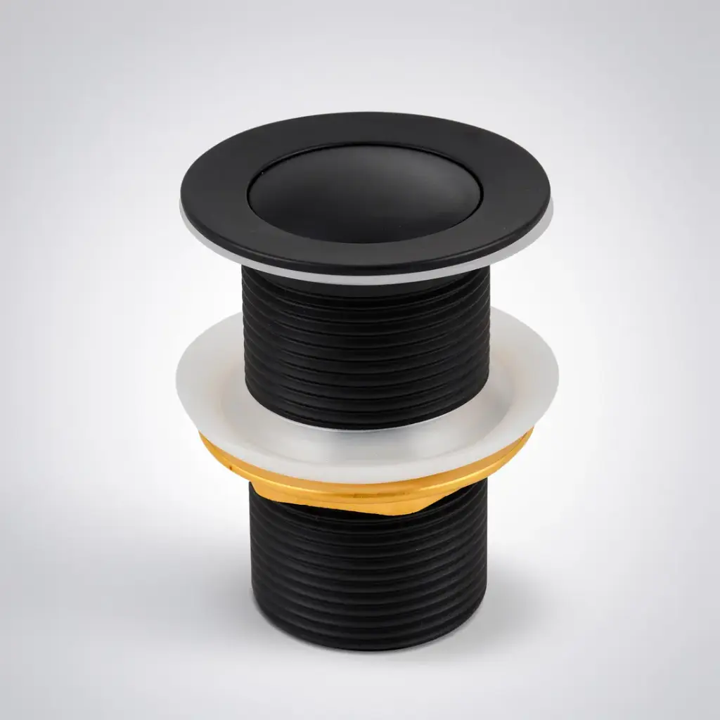 Nana Black Pop Up Waste Non Overflow Solid Brass Plug Waste