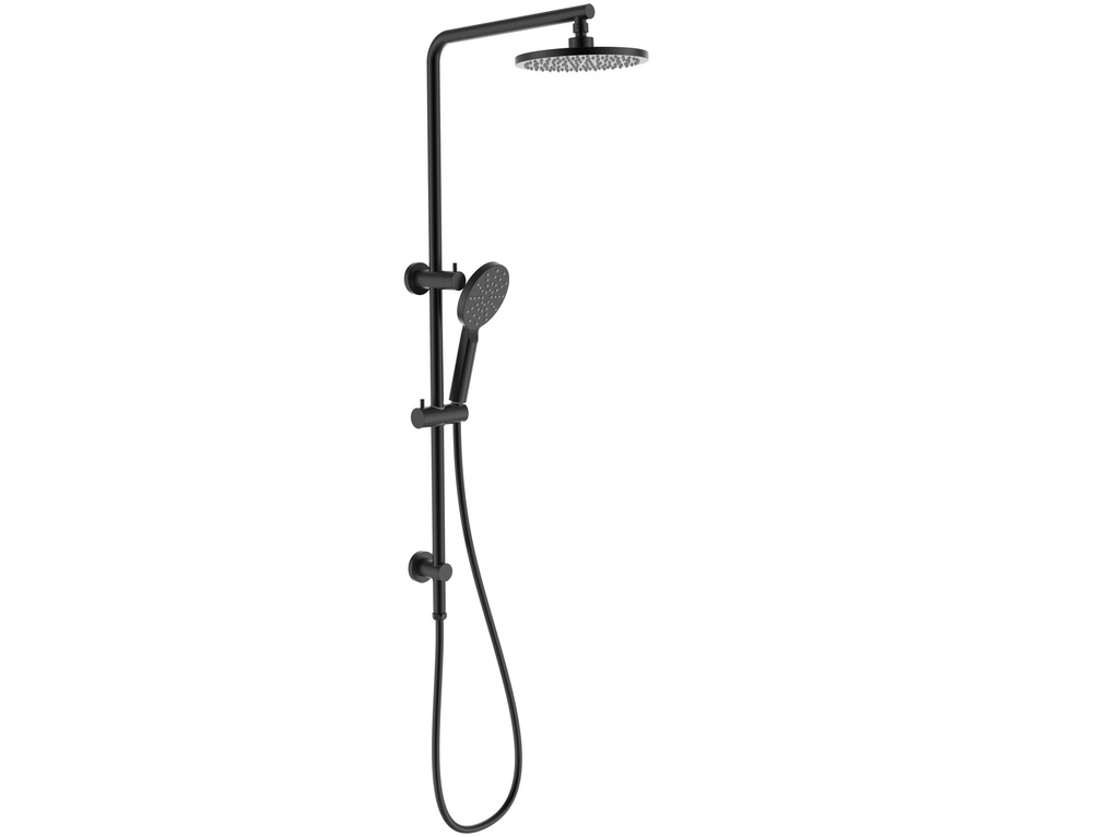 [44174] New Cora Round Multi-function Shower Set Matt Black, 250mm Plastic Shower Head