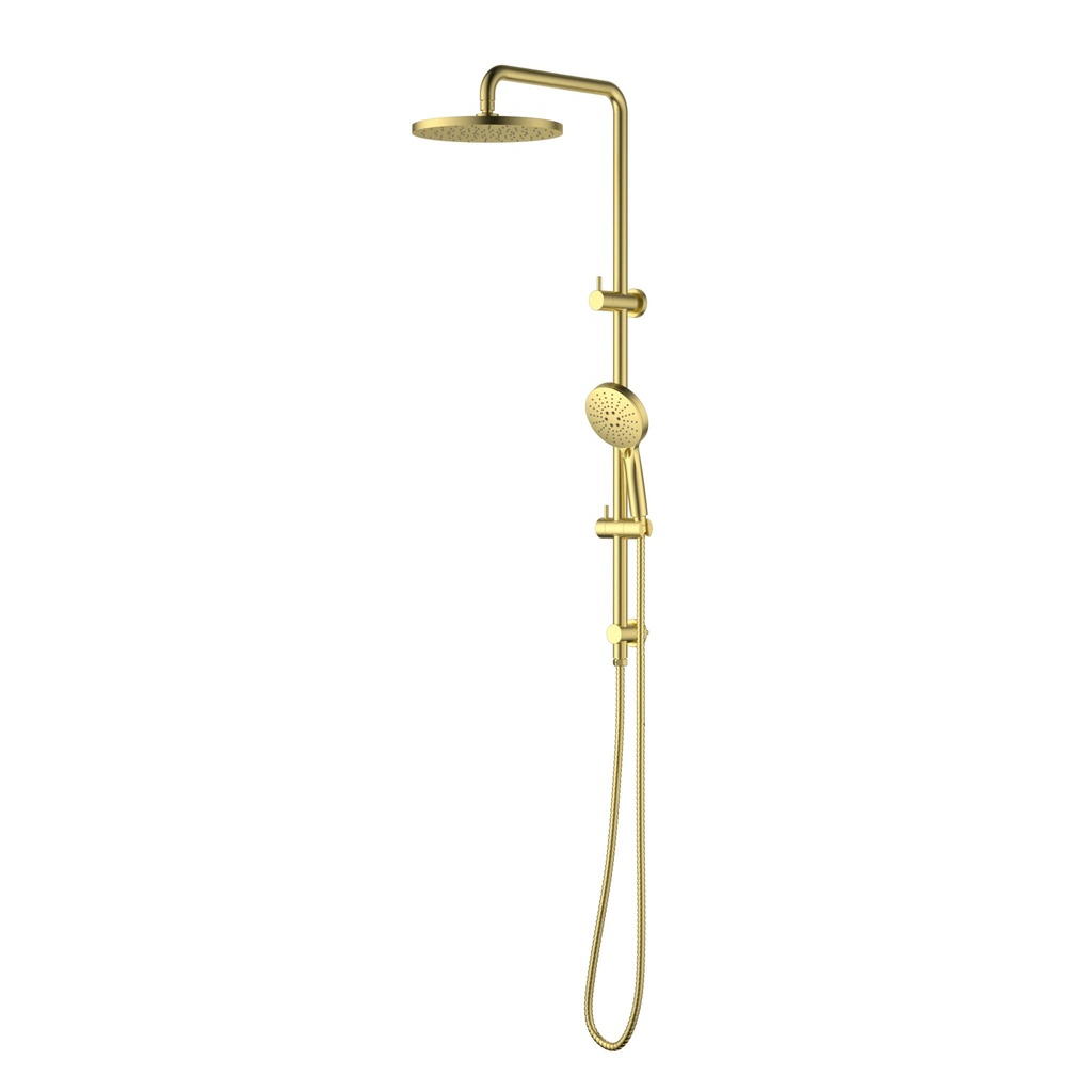 Otus Round Multi-Function Shower Set Brushed Gold,304SS Stainless Steel Rail, 250mm ABS Shower Head,1.5m PVC Hose