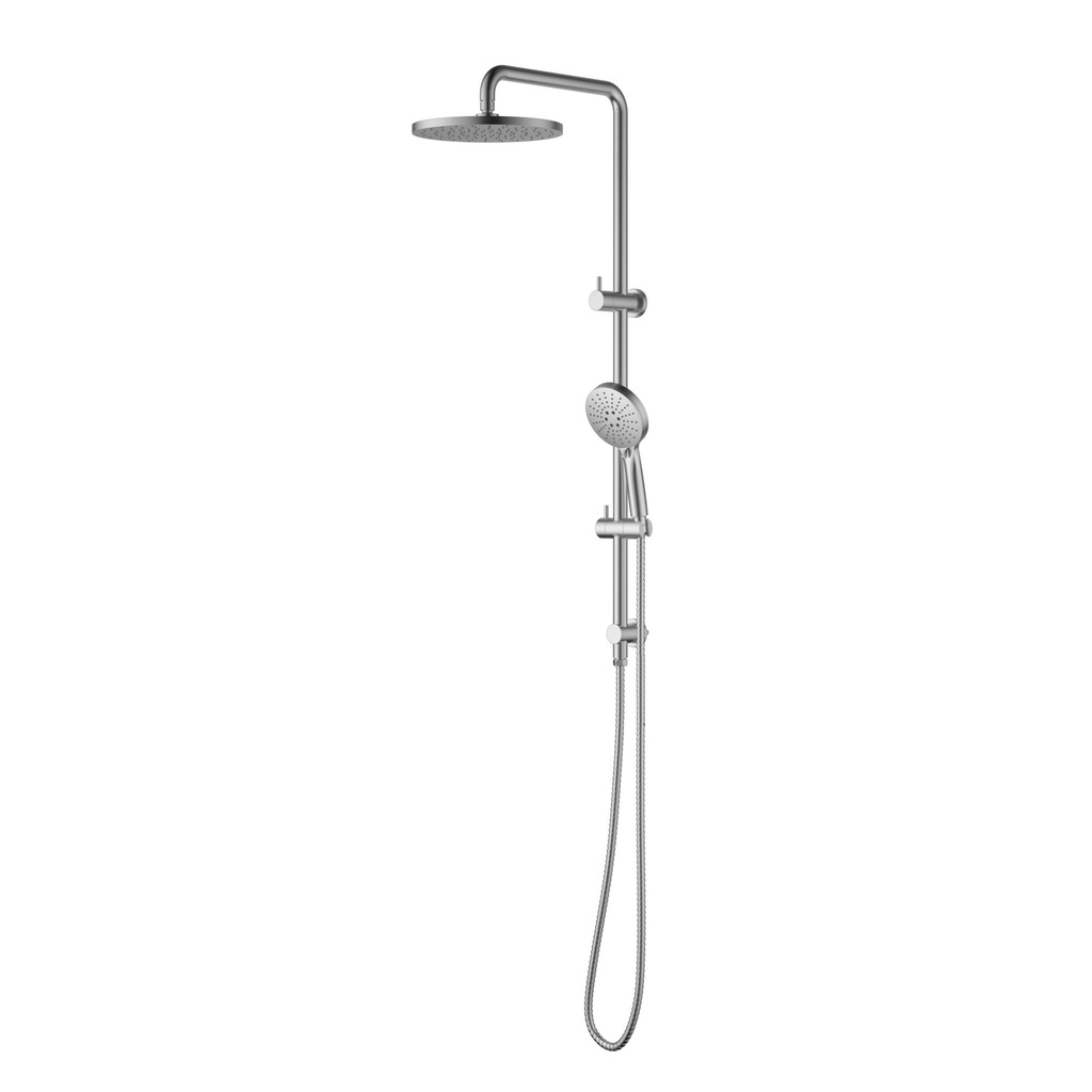 Otus Round Multi-Function Shower Set Brushed Nickel,304SS Stainless Steel Rail, 250mm ABS Shower Head,1.5m PVC Hose