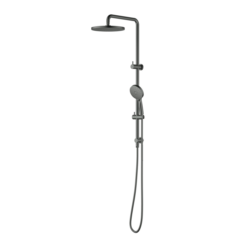 [44693] Otus Round Multi-Function Shower Set Gun Metal, 304SS Stainless Steel Rail,250mm ABS Shower Head,1.5m PVC Hose