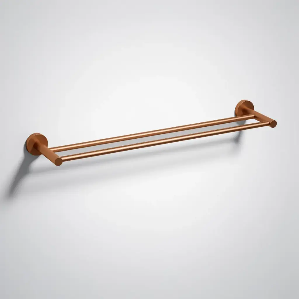 Otus Slimline Double Towel Rail 600mm Brushed Copper