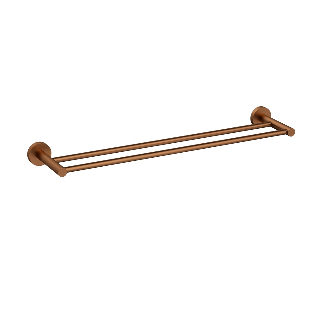 Otus Slimline Double Towel Rail 600mm Brushed Copper