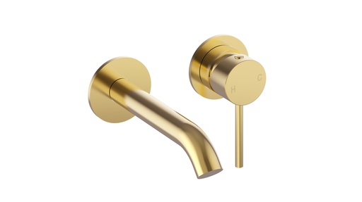 Otus Slimline SS Wall Basin Mixer Separate Back Plate Trim Kits in Brushed Gold