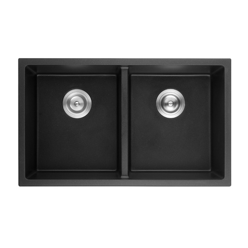 Quartz Undermount Kitchen Sink Size: 762*457*228mm Double Bowl Matte Black