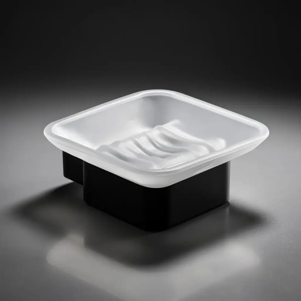 Rosa Glass Soap Dish(Matt Black)