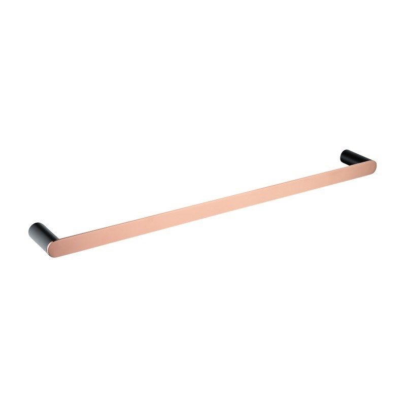 Round Black & Rose Gold 304 Stainless Steel Single Towel Rail 800mm