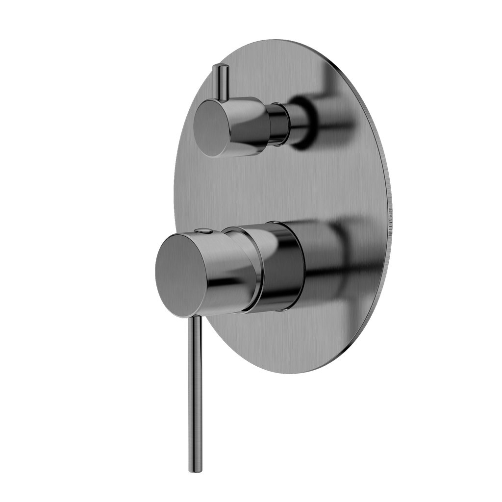 Round Brushed Nickel Shower Diverter Mixer