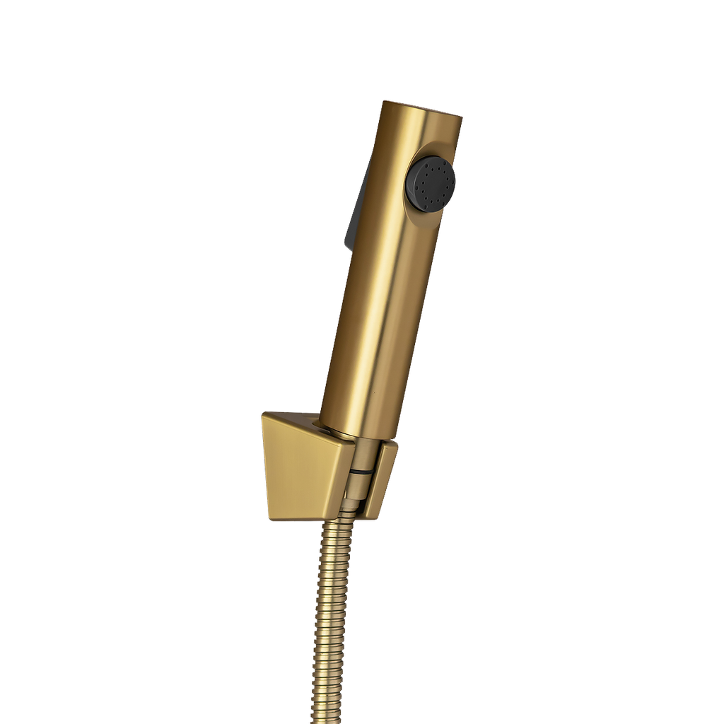 Round Brushed Yellow Gold ABS Toilet Bidet Spray Kit With Stainless Steel Hose