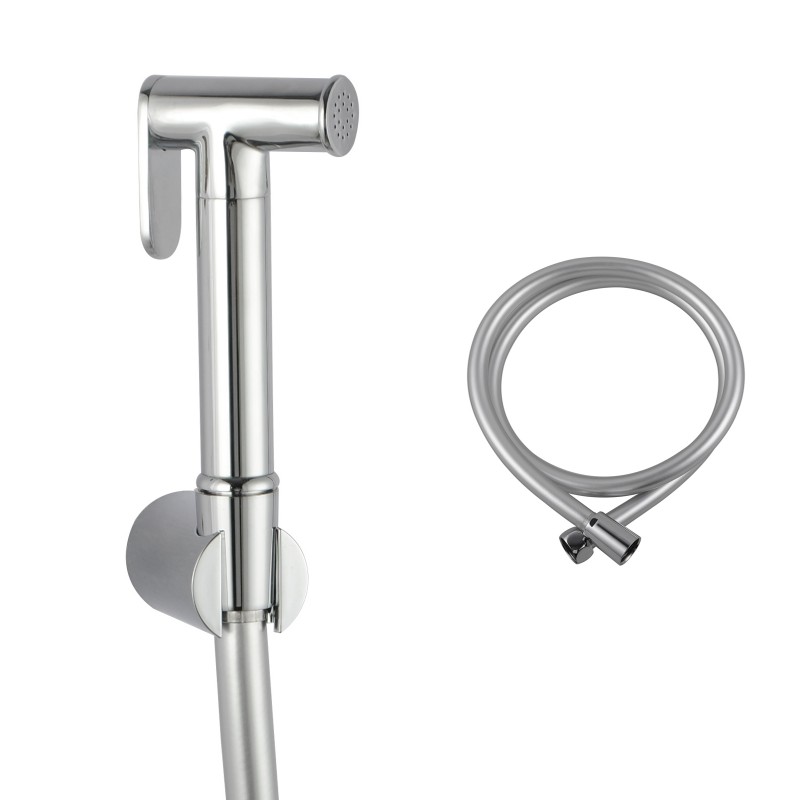 Round Chrome Toilet Bidet(PVC Hose & ABS Holder)