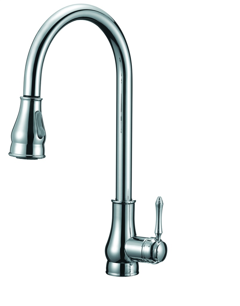 Round Chrome Vintage Pull Out Kitchen Sink Mixer Tap