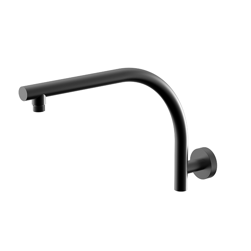 Round Curved Shower Arm Matte Black