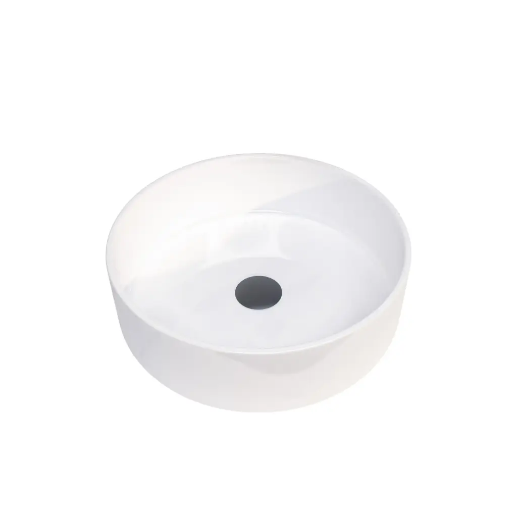 Round Gloss White Ceramic Above Counter Basin Non-overflow