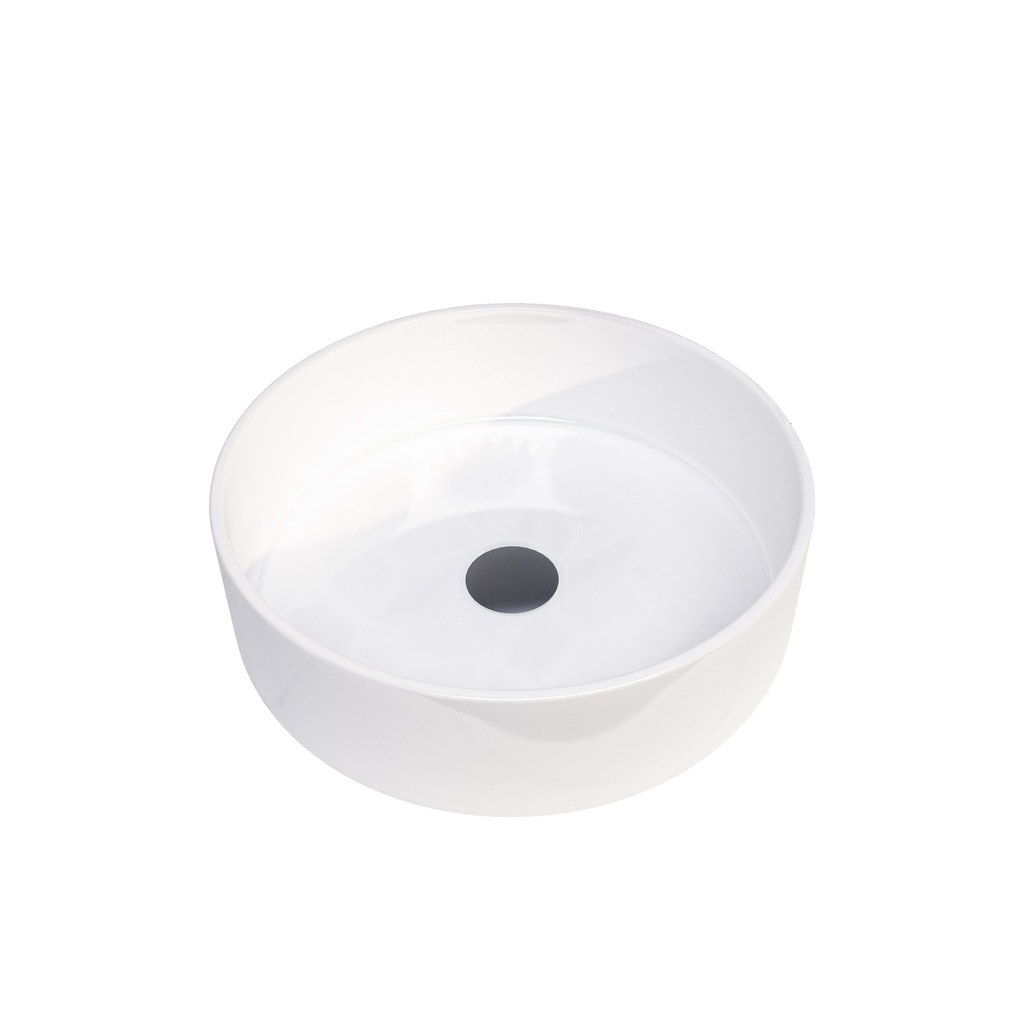 Round Gloss White Ceramic Above Counter Basin Non-overflow