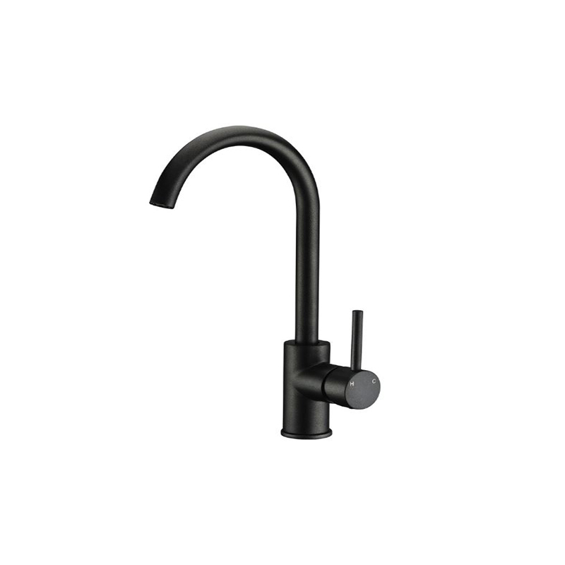 Round Matte Black Gooseneck Sink Mixer