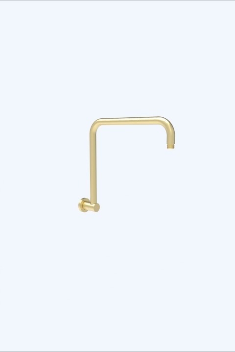 Round Rectangle Curved Shower Arm Brushed Gold