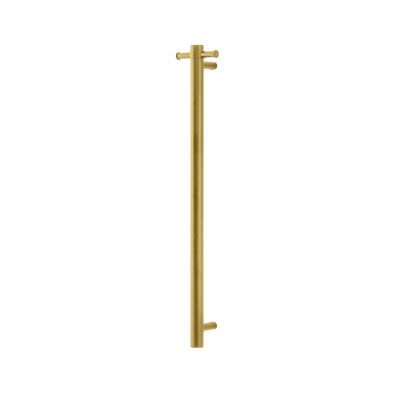 [41503] Round Vertical Brushed Brass Electric Heated Towel Rack Single Bar