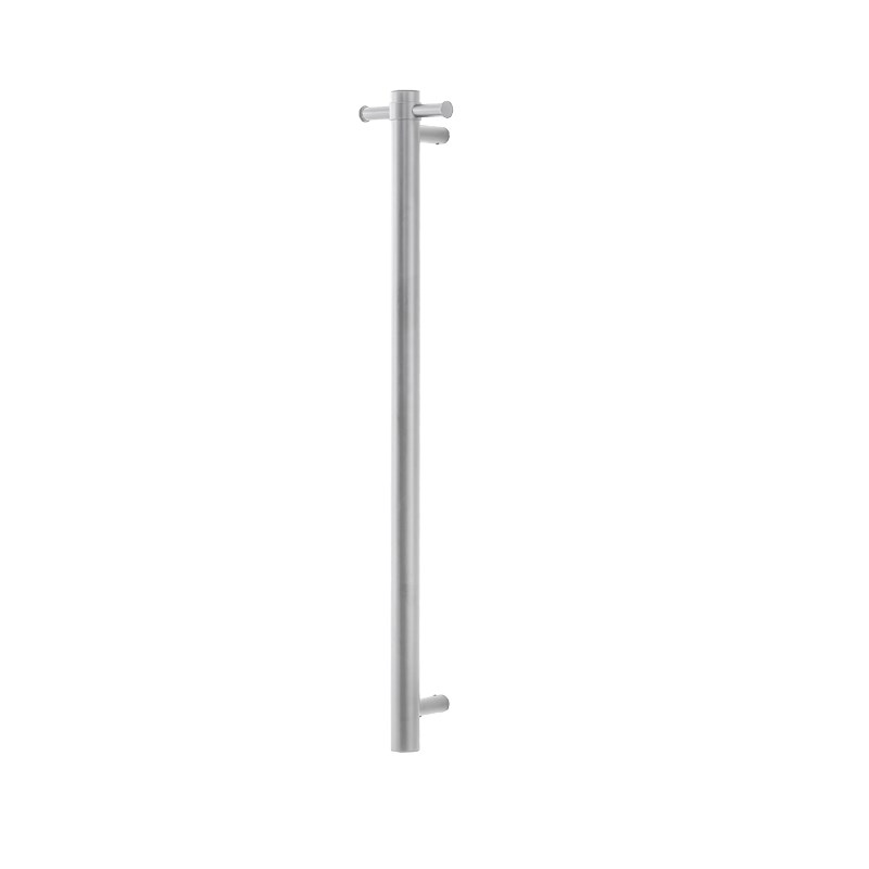 Round Vertical Brushed Nickel Electric Heated Towel Rack Single Bar