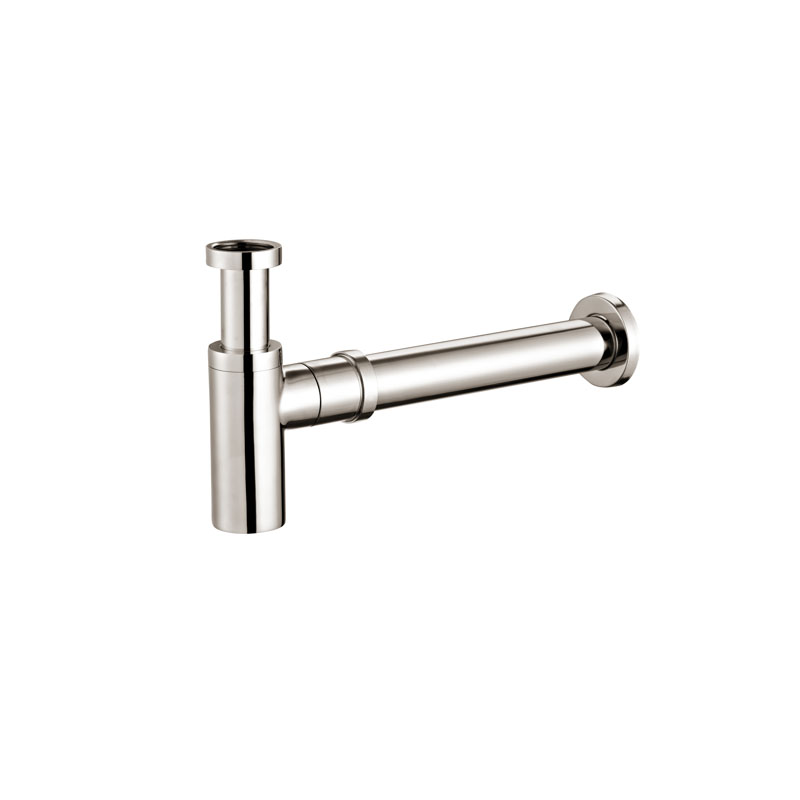 Rund Brass Bottle Trap Brushed Nickel