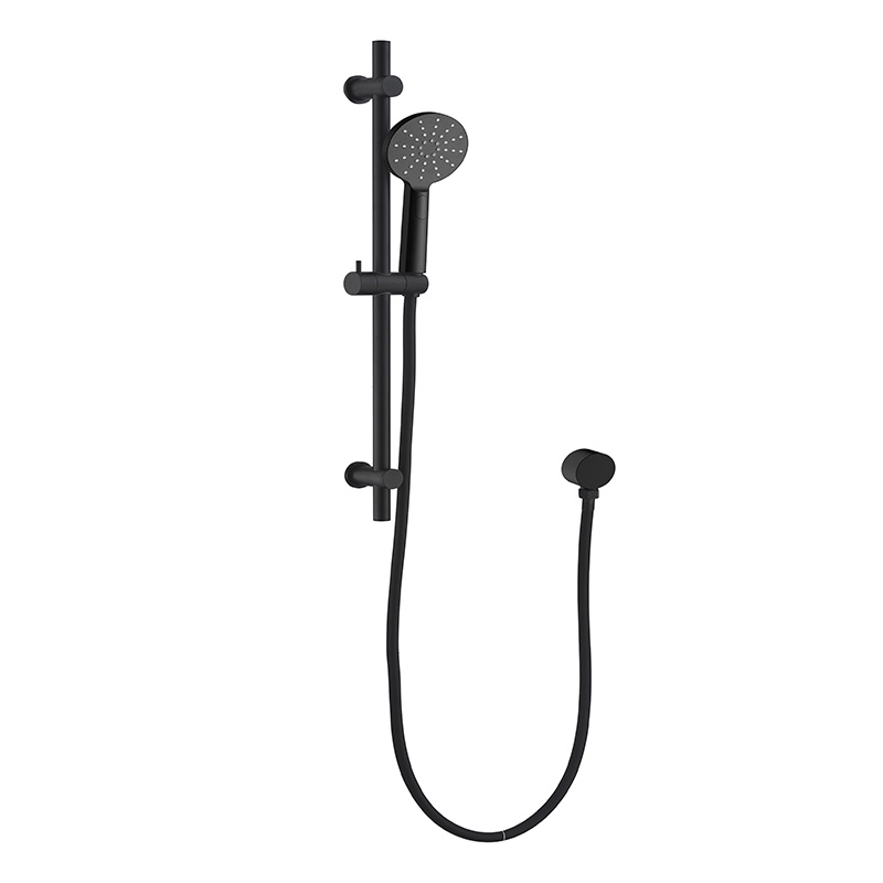 Rund Brass Matte Black Sliding Rail With 3 Spray Function Hand Shower Head