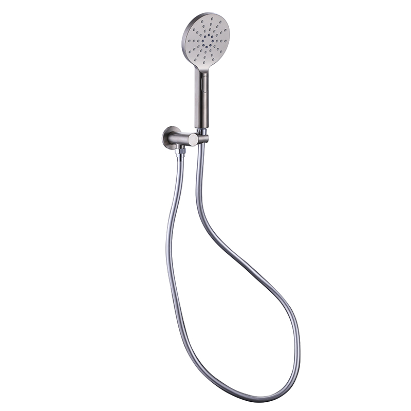 [55024] Rund Brushed Nickel 3 Spray Hand Shower On Bracket