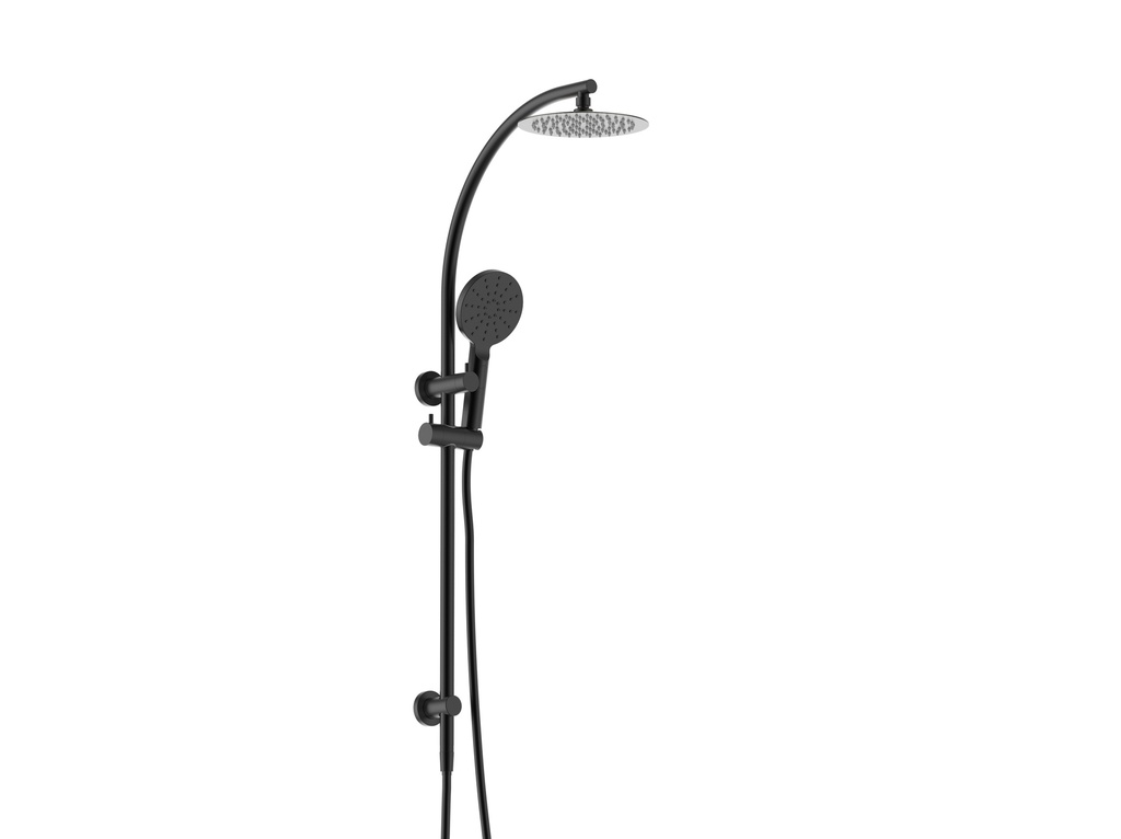 Rund Matte Black Sliding Rail With 3 Spray Function Hand Shower