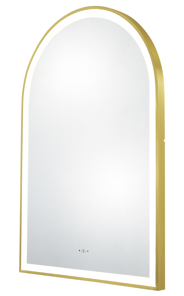 Size: 600(W)*900mm(H) Brushed Gold Ellips Framed LED Mirror