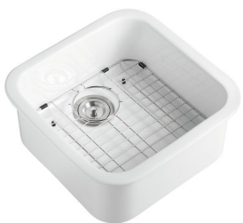 Size:483*483*203mmGloss White Elba Fine Fireclay Bar Sink Grid And Waste Included